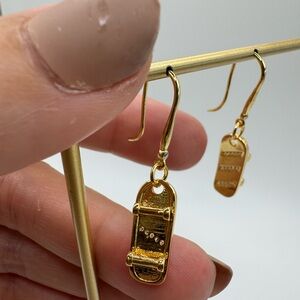 Gold Skateboard Dangle Earrings